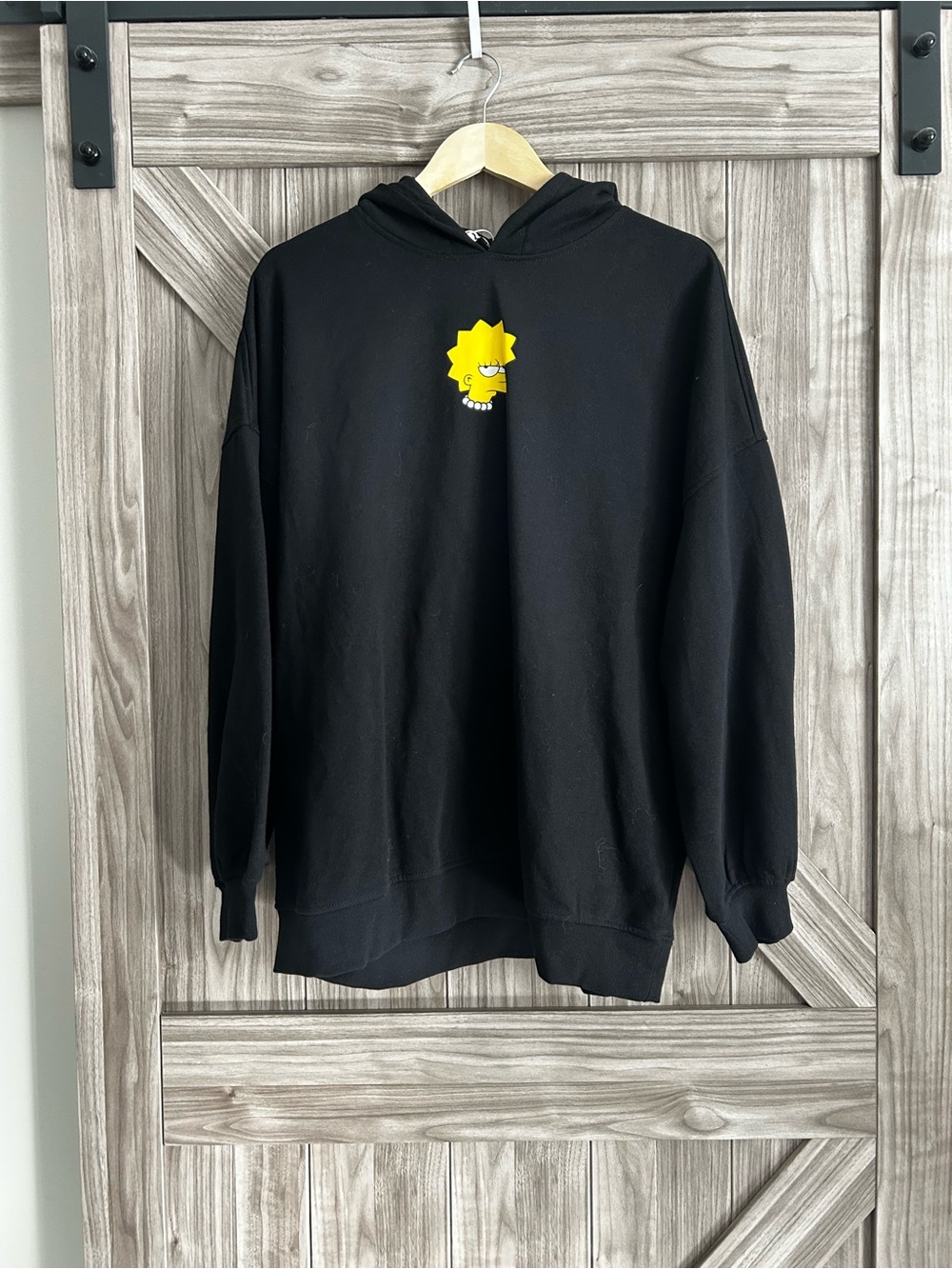 NWT H&M The Simpsons Lisa Simpson Black Hoodie Large OVERSIZED 26" Pit-to-Pit